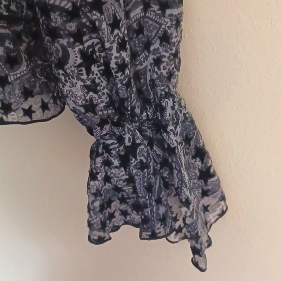 Zadig & Voltaire Blouse Top Tuya Burnout Stars Black Velvet Size M NEW - Picture 8 of 13